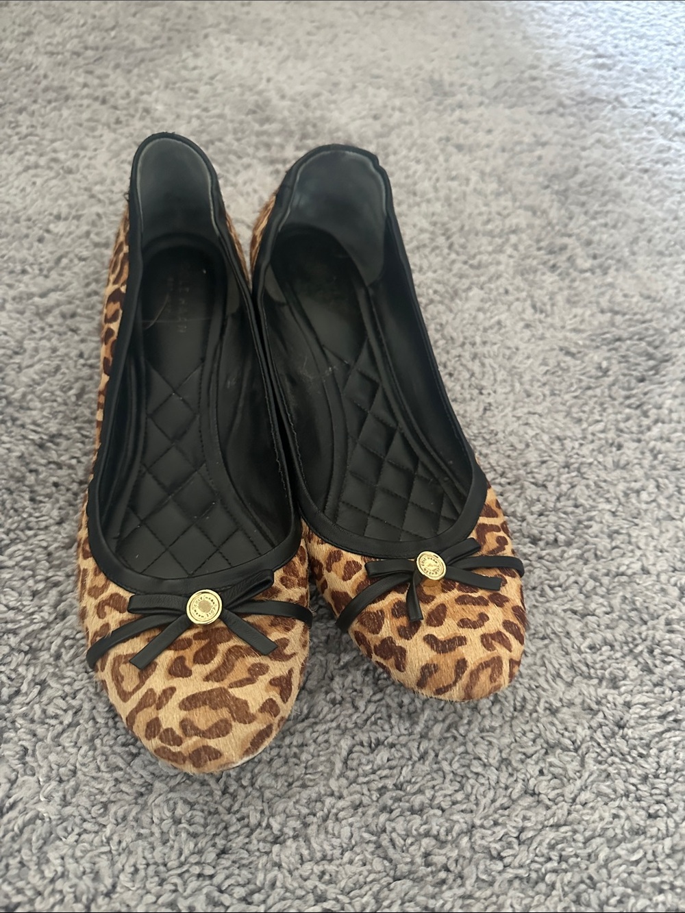 Leopard Print Ballet Wedges with Bow Accent